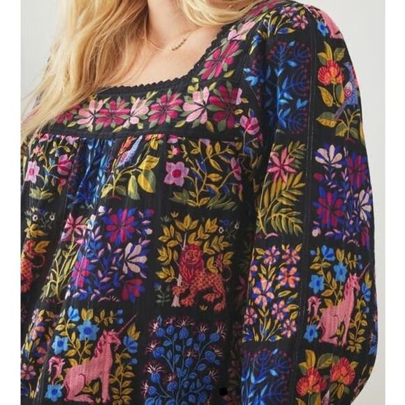 Printfresh Opening Day Patchwork Floral Multicolor Animal Print Top Womens XS - Picture 1 of 7
